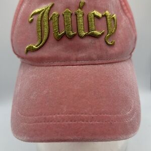 Juicy Couture pink velvet hat with gold lettering